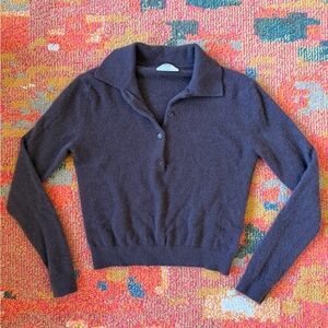 Aritzia Babaton Chocolate Cashmere Collared Sweater